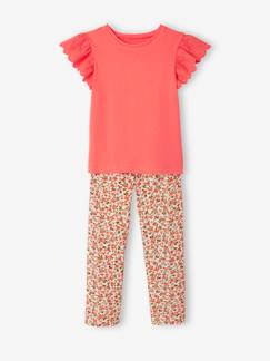 Set met meisjes-T-shirt en soepele broek met print  - vertbaudet enfant