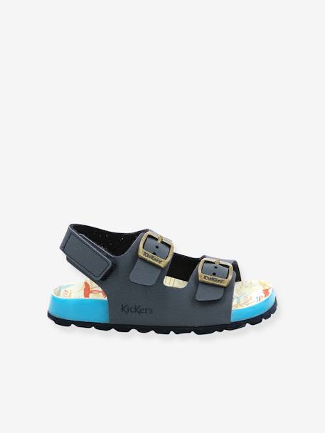 Leren kindersandalen Sunyva KICKERS¨ iriserend koper+marineblauw - vertbaudet enfant 