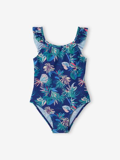 Badpak met tropische print voor meisjes marineblauw - vertbaudet enfant 