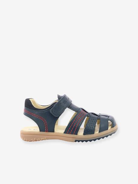 Leren jongenssandalen Platinium KICKERS® camel+marineblauw - vertbaudet enfant 