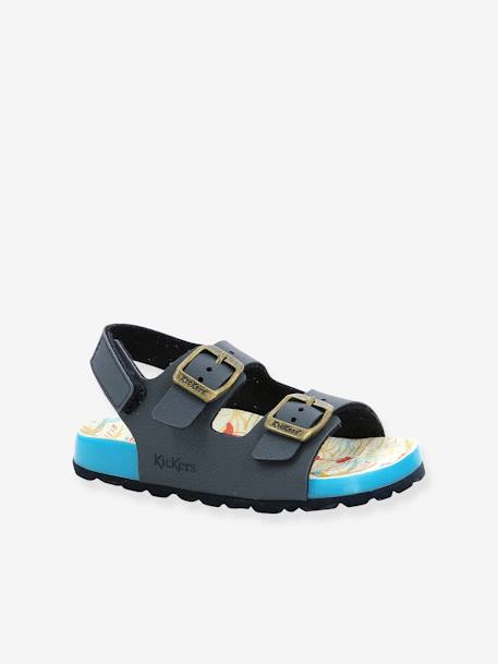 Leren kindersandalen Sunyva KICKERS¨ iriserend koper+marineblauw - vertbaudet enfant 