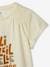 T-shirt met iriserende boodschap voor meisjes met gesmokte schouders ecru - vertbaudet enfant 