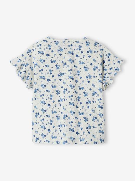 Baby T-shirt met bloemen in pointelle-breisel ecru - vertbaudet enfant 