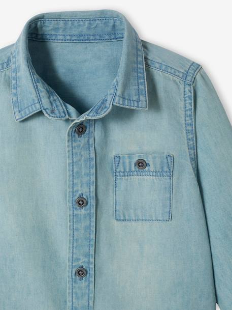 Personaliseerbare denim baby jongens overhemd GEBLEEKTE DENIM - vertbaudet enfant 