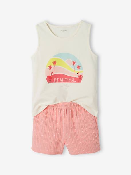 Roze flamingopyjashort van puur katoengaas rozen - vertbaudet enfant 