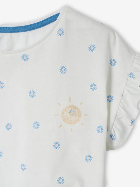 Set voor meisjes T-shirt en short van katoengaas marineblauw+perzik - vertbaudet enfant 