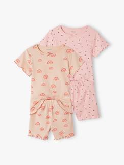 Set van 2 bedrukte meisjes pyjamashorts van ribtricot  - vertbaudet enfant