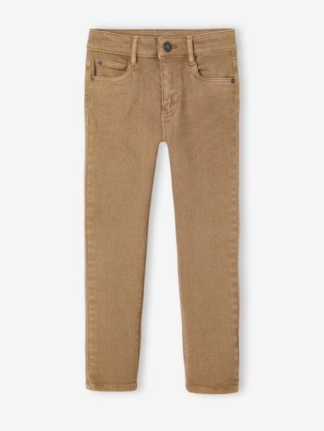 Gekleurde slim MorphologiK FIN jongens beige+chocoladebruin+groengrijs+hemelsblauw+kaki+leiblauw - vertbaudet enfant 