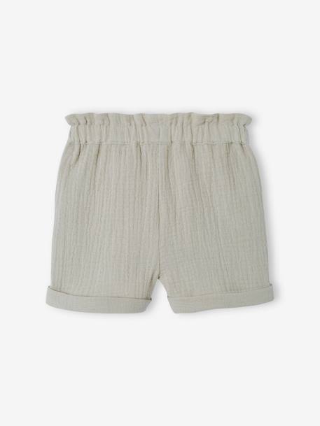 Elastische taille katoengaas baby shorts groengrijs - vertbaudet enfant 