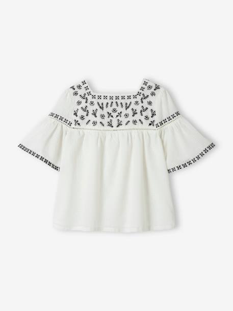 Geborduurde meisjesblouse ecru - vertbaudet enfant 