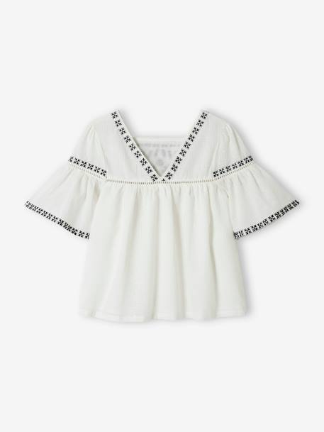 Geborduurde meisjesblouse ecru - vertbaudet enfant 