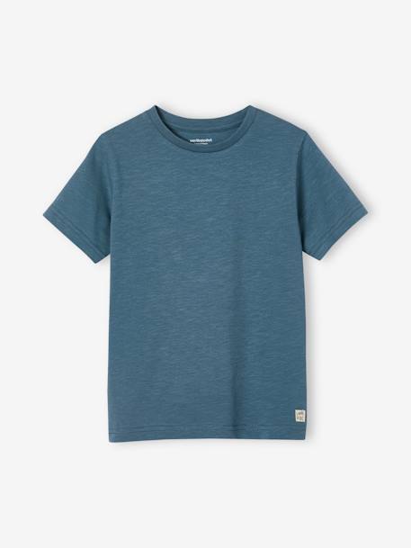 Personaliseerbare gekleurd jongensshirt met korte mouwen BLAUW+bordeauxrood+mandarijn+marineblauw+salie+wit - vertbaudet enfant 