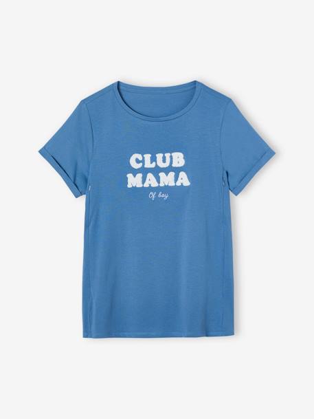 Personaliseerbare T-shirt met tekst, zwangerschap en borstvoeding, van biologisch katoen Antracietgrijs+Blauw - vertbaudet enfant 