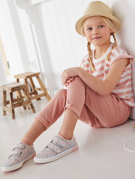 Stoffen sneakers met klittenband voor kinderen rozen - vertbaudet enfant 