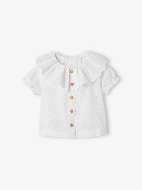 3-delige babyset met geborduurde blouse, short van katoengaas en bijpassende hoofdband rozen - vertbaudet enfant 