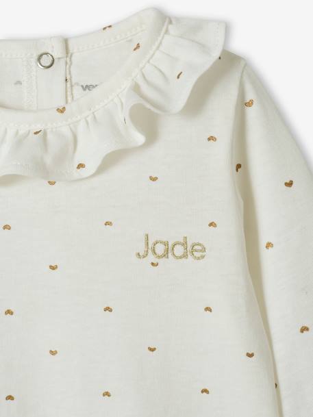 Personaliseerbare T-shirt met kraag voor meisjesbaby ivoor met print - vertbaudet enfant 