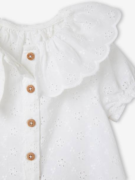 3-delige babyset met geborduurde blouse, short van katoengaas en bijpassende hoofdband rozen - vertbaudet enfant 