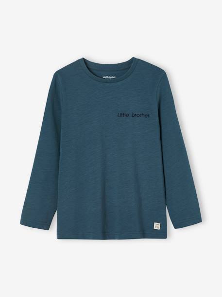 Personaliseerbare gekleurd T-shirt voor jongens met lange mouwen BLAUW+dennen+ECRU+groengrijs+lichtbruin+marineblauw - vertbaudet enfant 