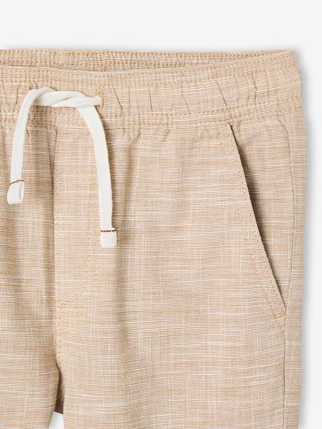 Roll-up jongensbroek in licht geweven stof gemêleerd beige+lichtblauw - vertbaudet enfant 