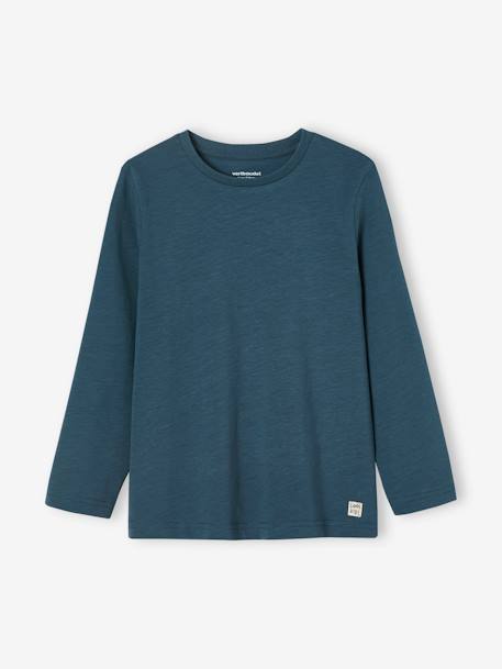 Personaliseerbare gekleurd T-shirt voor jongens met lange mouwen BLAUW+ECRU+groengrijs+marineblauw+rozenhout - vertbaudet enfant 