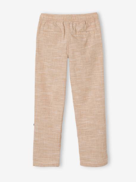 Roll-up jongensbroek in licht geweven stof gemêleerd beige+lichtblauw - vertbaudet enfant 