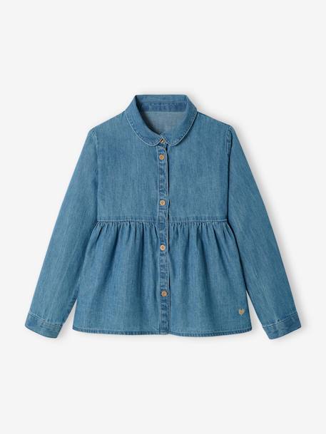 Personaliseerbare luchtige denim meisjesblouse stone - vertbaudet enfant 