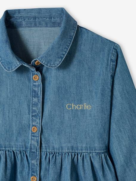 Personaliseerbare luchtige denim meisjesblouse stone - vertbaudet enfant 