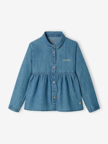 Personaliseerbare luchtige denim meisjesblouse stone - vertbaudet enfant 