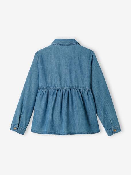 Personaliseerbare luchtige denim meisjesblouse stone - vertbaudet enfant 