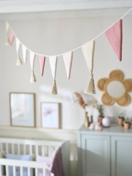 Vlaggetjesslinger van tricot beige /meerkleurig+roze (poederkleur) - vertbaudet enfant 