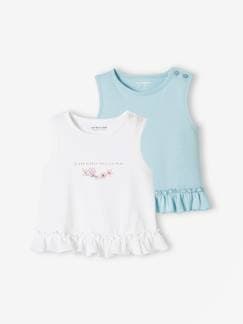 Baby-T-shirt, souspull-T-shirt-Set van 2 baby T-shirts met ruches