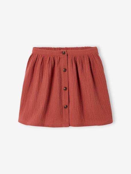 Set T-shirt en rok van katoengaas voor meisjes terracotta - vertbaudet enfant 