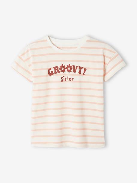 Set T-shirt en rok van katoengaas voor meisjes terracotta - vertbaudet enfant 