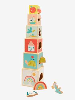 Speelgoed-Eerste levensjaren-Toren van kubussen met ingebouwde vormen gemaakt van FSC® hout