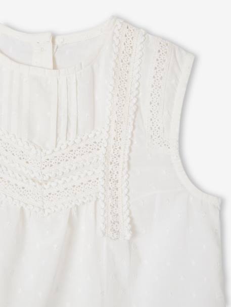 Mouwloze blouse met mooie details voor meisjes ecru - vertbaudet enfant 