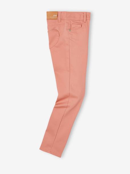 Onverwoestbare slim fit meisjesbroek met hartjeszakken op de achterkant rouge - vertbaudet enfant 