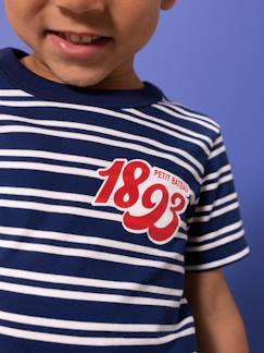 Jongens-T-shirt, poloshirt, souspull-T-shirt-Gestreept T-shirt van biologisch katoen PETIT BATEAU