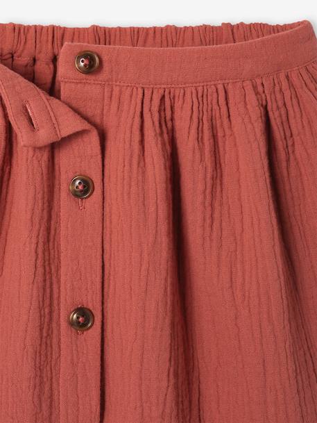 Set T-shirt en rok van katoengaas voor meisjes terracotta - vertbaudet enfant 