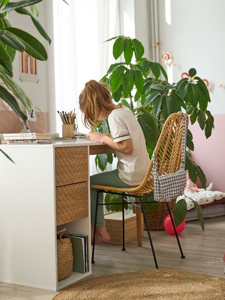 Bureau CHEVRONS-lijn wit/hout - vertbaudet enfant 