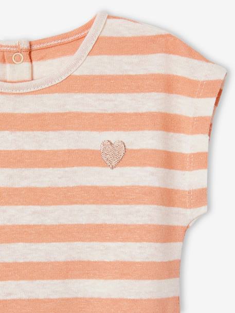 Babyset met short, gestreept T-shirt en hoofdband sinaasappel - vertbaudet enfant 