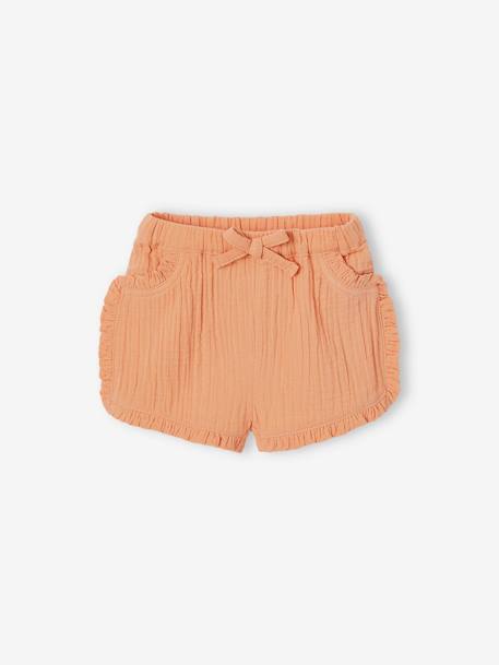 Babyset met short, gestreept T-shirt en hoofdband sinaasappel - vertbaudet enfant 