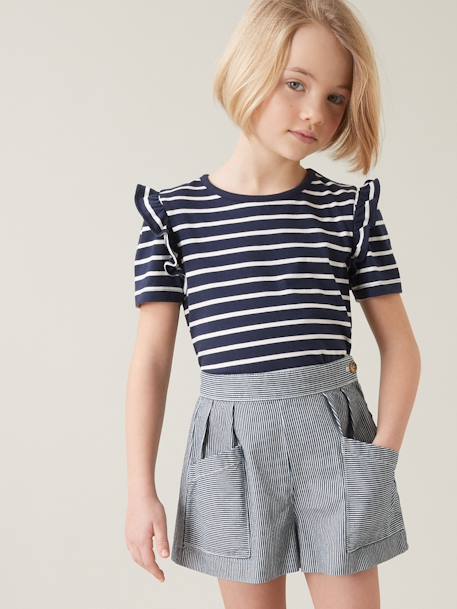 CYRILLUS gestreepte shorts, collectie Hickory-strepen wit, gestreept - vertbaudet enfant 