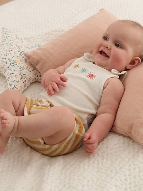Badstoffen set voor baby met short en hemdje lichtgeel - vertbaudet enfant 