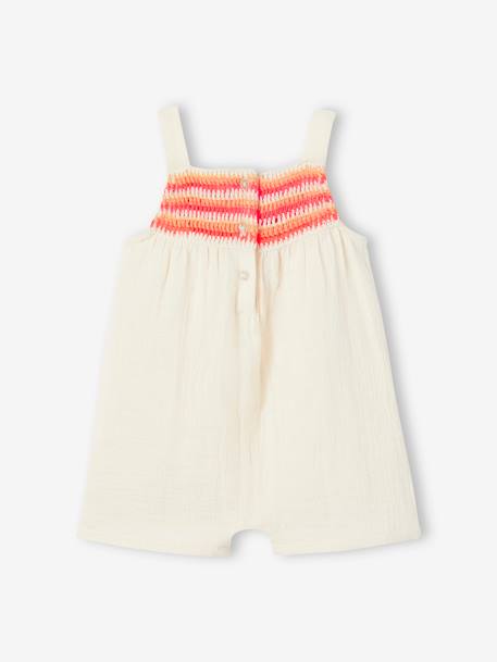 Playsuit voor baby, gehaakt en katoengaas ecru - vertbaudet enfant 