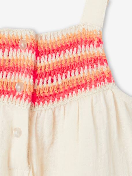 Playsuit voor baby, gehaakt en katoengaas ecru - vertbaudet enfant 