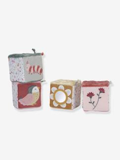 Speelgoed-Set van 4 zachte blokken - Flowers & Butterflies - LITTLE DUTCH