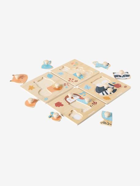 Set van 4 LES AMIS DE LA FORÊT knopenpuzzels in FSC® hout hout - vertbaudet enfant 