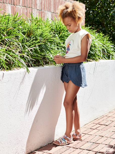 Leren sandalen met meerdere riempjes voor meisjes lila - vertbaudet enfant 