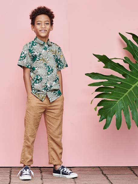 Elastische stoffen sneakers baby jongen groene tropische print+marineblauw+rood - vertbaudet enfant 