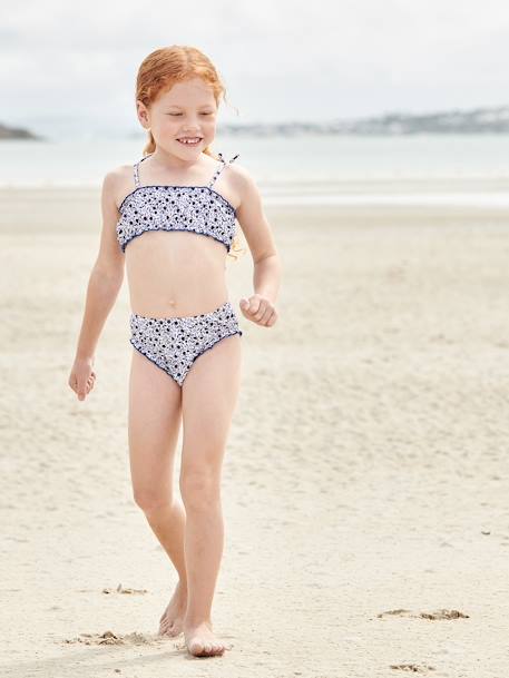 Gebloemde bikini voor meisjes blauw - vertbaudet enfant 